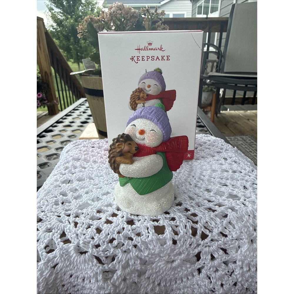 2016 Hallmark Keepsake Ornament Snow Buddies 19th In Series Snowman Hedgehog